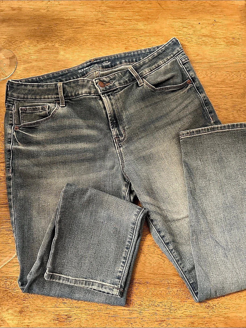 Old Navy Mid-Rise Power Slim Straight Jeans Waist 14 Short EUC soft